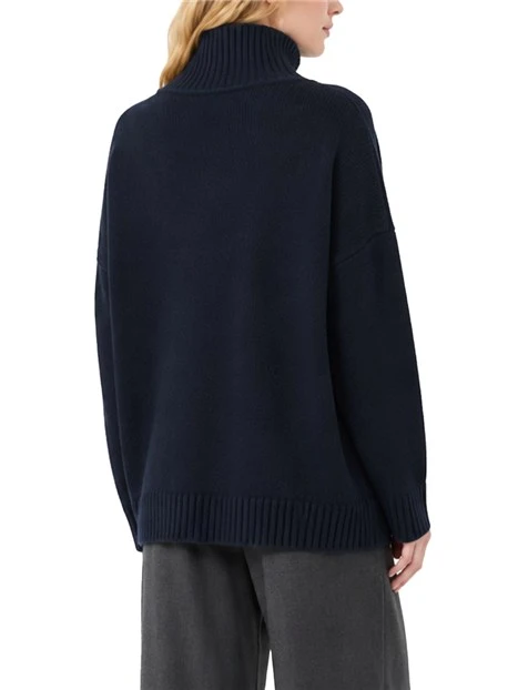 MAGLIA DOLCEVITA  AMPIA IN FILATO DI PURA LANA DONNA BLU