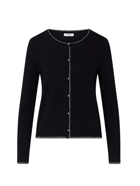 CARDIGAN CON PROFILI LUREX DONNA NERO