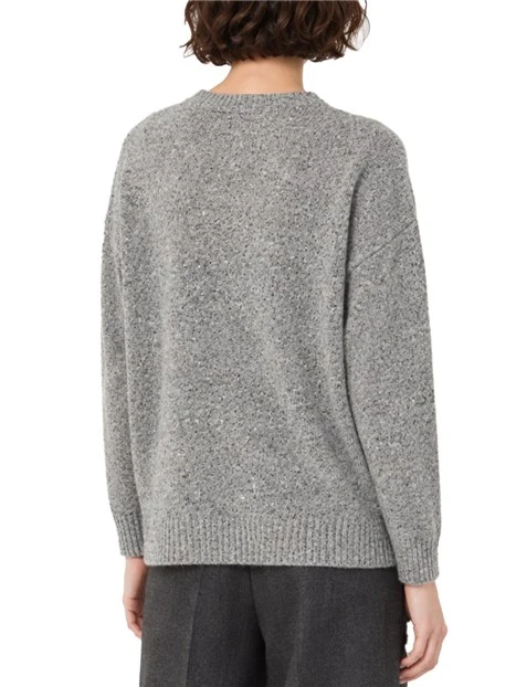 MAGLIA GIROCOLLO EFFETTO TWEED IN MISTO LANA E SETA  DONNA GRIGIO