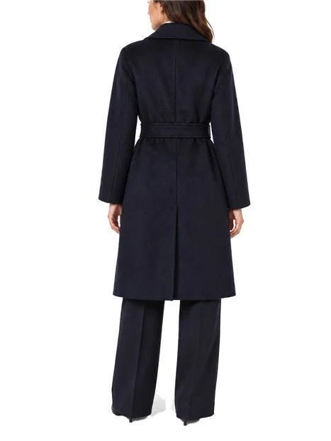 CAPPOTTO MIDI A VESTAGLIA IN PURA LANA DONNA BLU