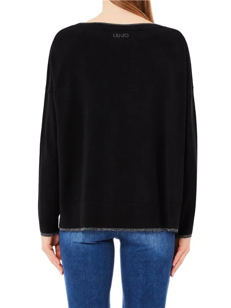MAGLIA GIROCOLLO ECOSOSTENIBILE IN VISCOSA DONNA NERO