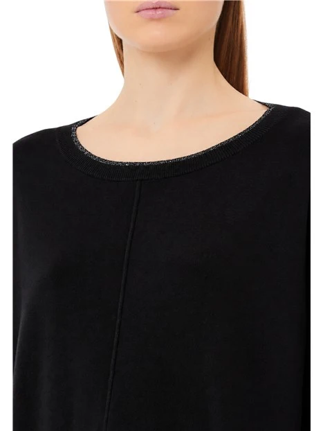 MAGLIA GIROCOLLO ECOSOSTENIBILE IN VISCOSA DONNA NERO