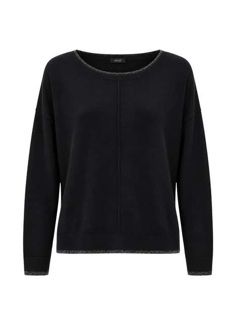 MAGLIA GIROCOLLO ECOSOSTENIBILE IN VISCOSA DONNA NERO