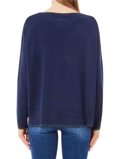 MAGLIA GIROCOLLO ECOSOSTENIBILE IN VISCOSA DONNA BLU NOTTE