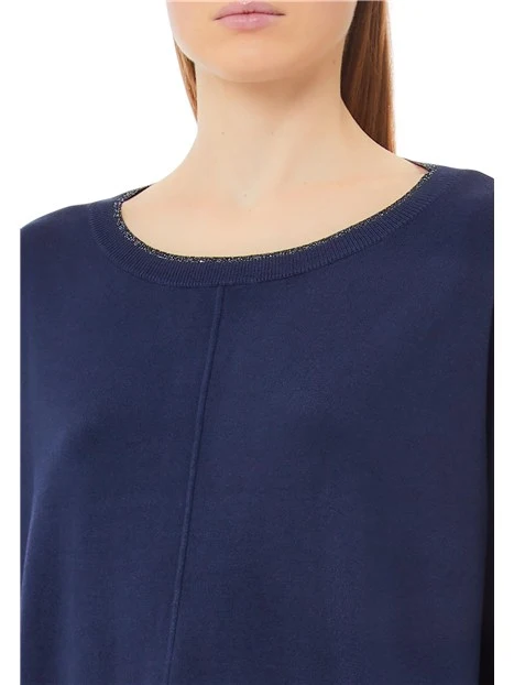 MAGLIA GIROCOLLO ECOSOSTENIBILE IN VISCOSA DONNA BLU NOTTE