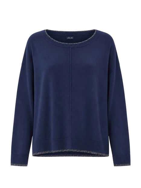 MAGLIA GIROCOLLO ECOSOSTENIBILE IN VISCOSA DONNA BLU NOTTE