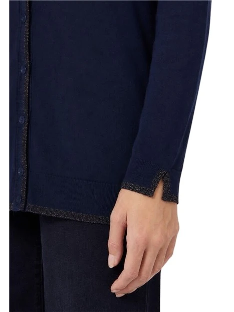 MAGLIA CARDIGAN IN VISCOSA CON SCOLLO A V PROFONDO DONNA BLU NOTTE