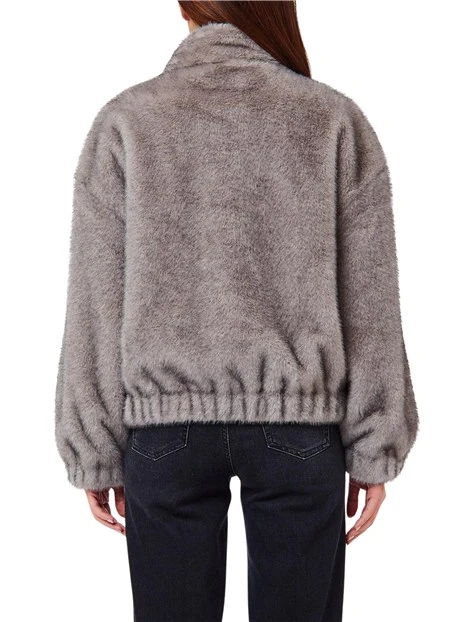 CAPPOTTO CORTO IN ECO-PELLICCIA DONNA GRIGIO