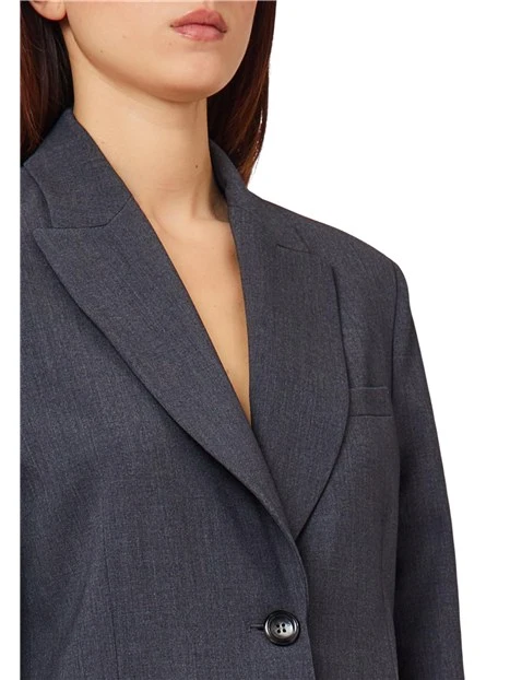 GIACCA BLAZER MONOPETTO MELANGE DONNA GRIGIO