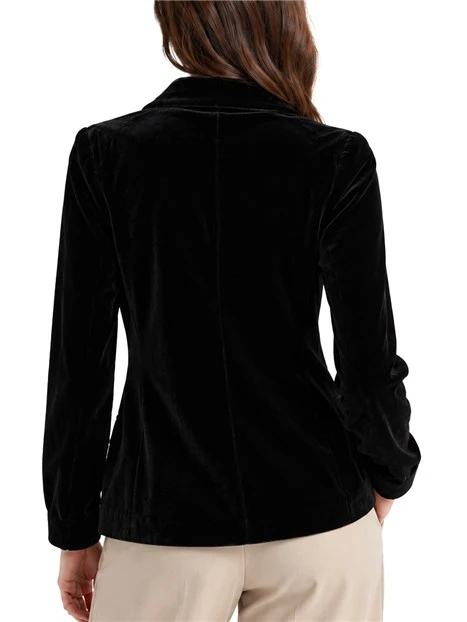 BLAZER MONOPETTO IN VELLUTO DI VISCOSA DONNA NERO