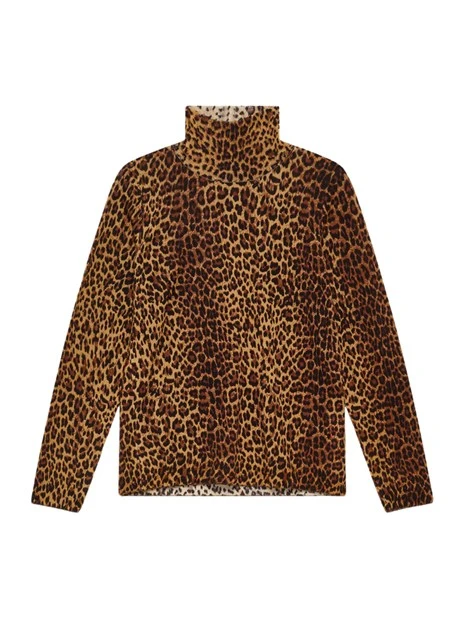 MAGLIA DOLCEVITA CON FANTASIA ANIMALIER DONNA MARRONE