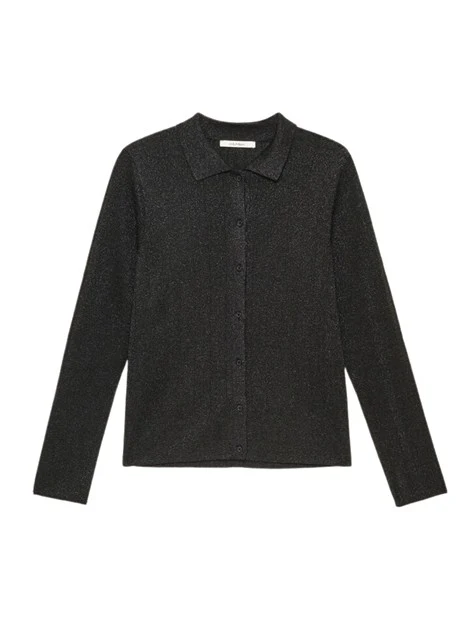 CARDIGAN CON COLLETTO IN LUREX DONNA NERO