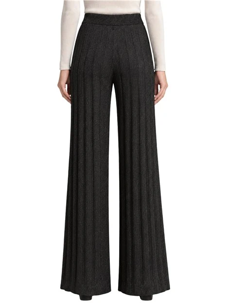 PANTALONI A ZAMPA IN MAGLIA DI LUREX DONNA NERO