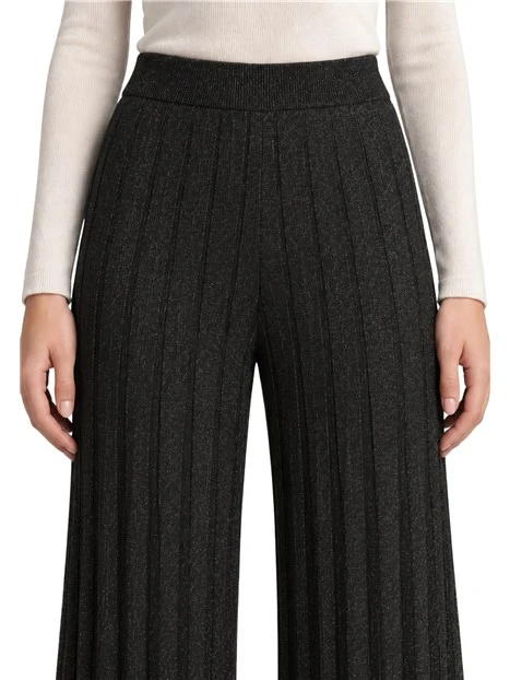 PANTALONI A ZAMPA IN MAGLIA DI LUREX DONNA NERO