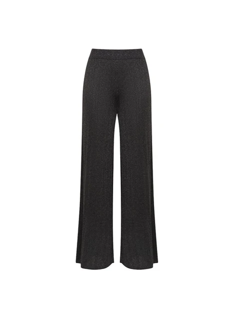 PANTALONI A ZAMPA IN MAGLIA DI LUREX DONNA NERO