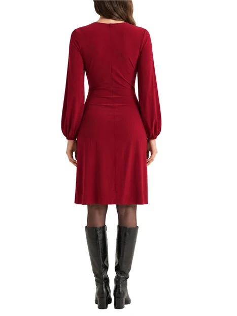 VESTITO CORTO INCROCIATO CON DRAPPEGGIO DONNA BORDEAUX