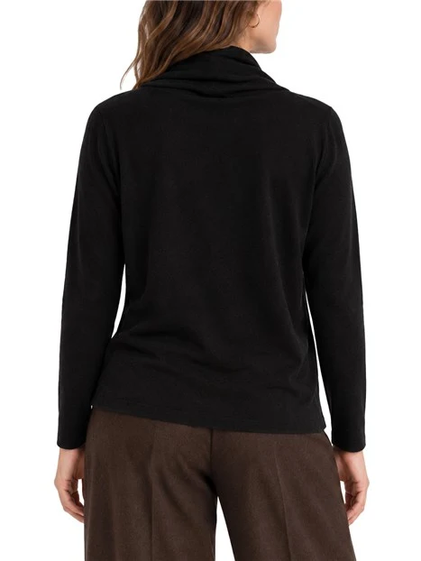 MAGLIA SCOLLO A V IN LANA MERINO DONNA NERO