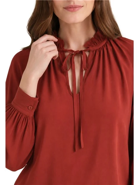 BLUSA IN CREPE CON APERTURA A GOCCIA DONNA BORDEAUX