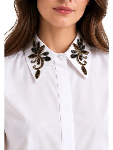 CAMICIA CON COLLO RICAMATO DONNA BIANCO