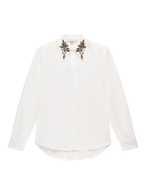 CAMICIA CON COLLO RICAMATO DONNA BIANCO