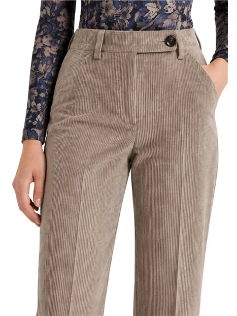 PANTALONI CHINO IN VELLUTO A COSTE DONNA GRIGIO