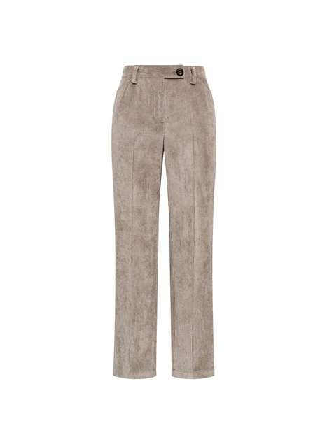 PANTALONI CHINO IN VELLUTO A COSTE DONNA GRIGIO