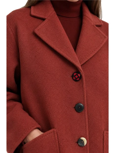CAPPOTTO LUNGO IN LANA DOUBLE FACE DONNA BORDEAUX