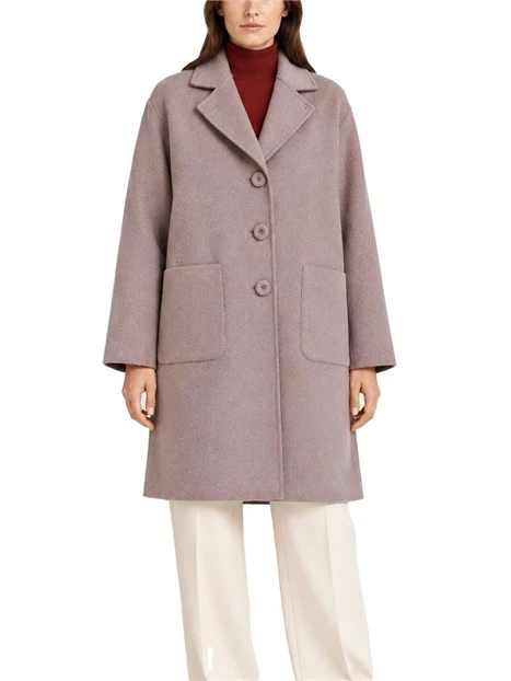 CAPPOTTO LUNGO IN LANA DOUBLE FACE DONNA BORDEAUX