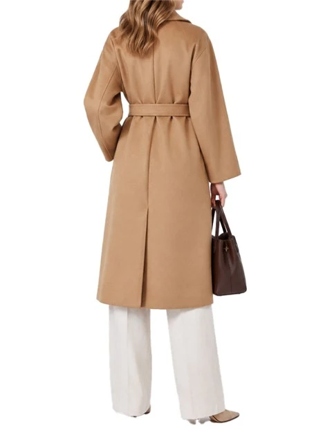 CAPPOTTO LUNGO A VESTAGLIA IN PURA LANA DONNA MARRONE