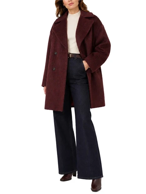 CAPPOTTO CORTO DOPPIOPETTO IN MISTO LANA E ALPACA DONNA BORDEAUX