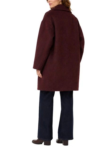 CAPPOTTO CORTO DOPPIOPETTO IN MISTO LANA E ALPACA DONNA BORDEAUX