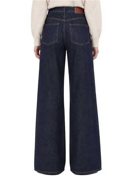 JEANS PALAZZO CINQUE TASCHE CON LABEL LOGATE DONNA BLU