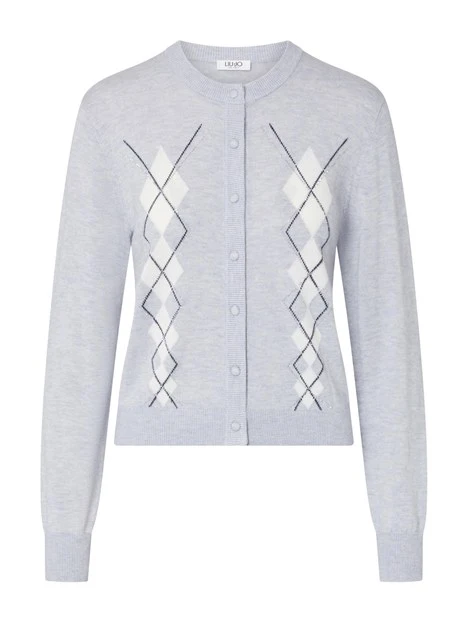 MAGLIA CARDIGAN STILE ARGYLE DONNA GRIGIO