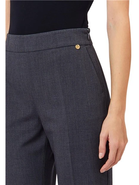 PANTALONI CROPPED IN TESSUTO MELANGE DONNA GRIGIO SCURO