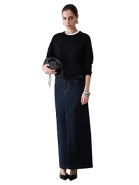 MAGLIA GIROCOLLO CON LOGO DONNA NERO
