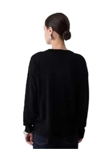 MAGLIA GIROCOLLO CON LOGO DONNA NERO