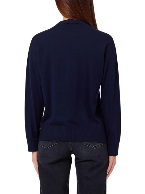 MAGLIA GIROCOLLO CON LOGO DONNA BLU NOTTE