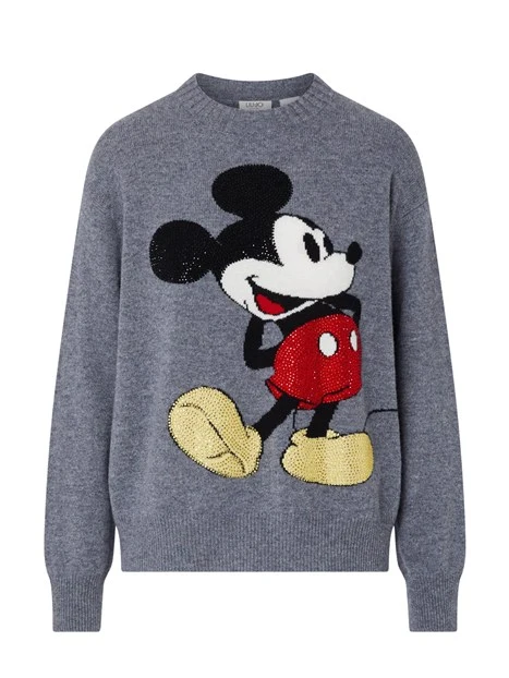 MAGLIA GIROCOLLO CON MICKEY MOUSE DONNA GRIGIO