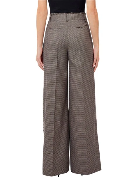 PANTALONE PALAZZO IN PIED DE POULE DONNA GRIGIO
