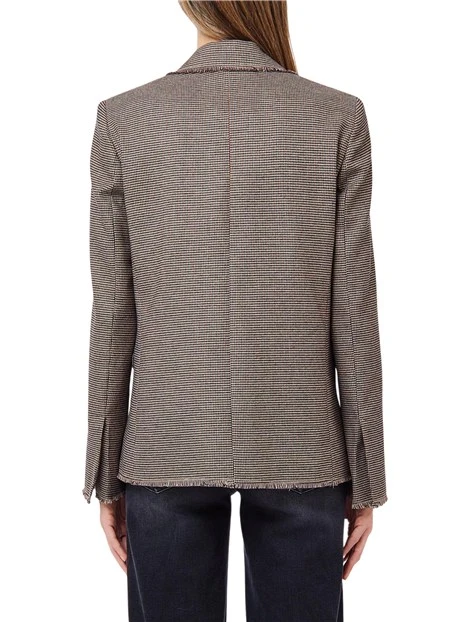 GIACCA BLAZER IN MINI PIED DE POULE CON PROFILI SFRANGIATI DONNA GRIGIO