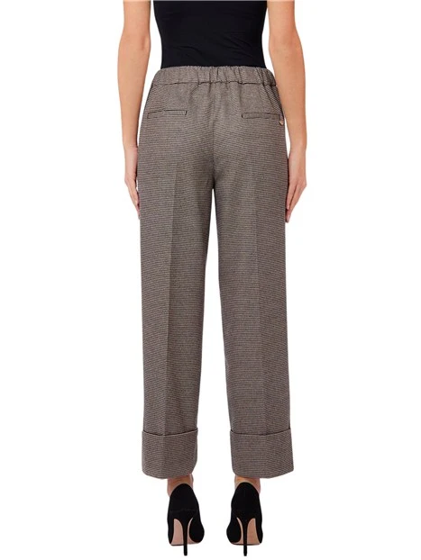 PANTALONI CROPPED MINI PIED DE POULE CON RISVOLTO DONNA GRIGIO