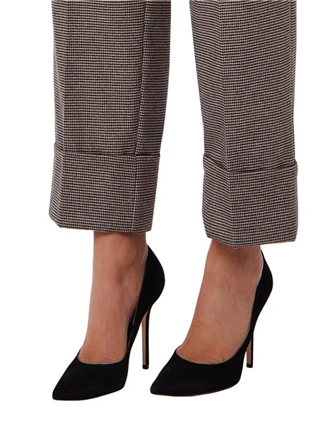 PANTALONI CROPPED MINI PIED DE POULE CON RISVOLTO DONNA GRIGIO