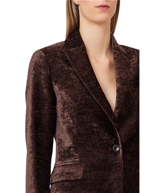 GIACCA BLAZER VELLUTO DONNA MARRONE