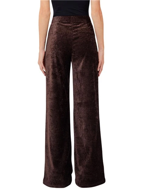 PANTALONI PALAZZO VELLUTO DONNA MARRONE