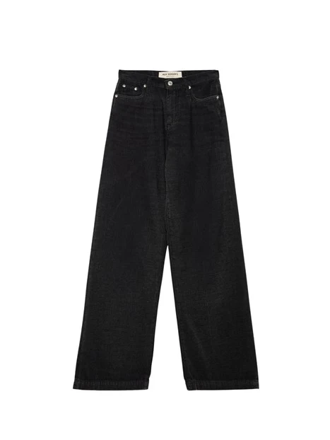 JEANS PALAZZO IN DENIM EFFETTO CHENILLE DONNA NERO