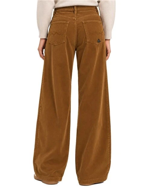 PANTALONI PALAZZO A COSTINE DONNA MARRONE