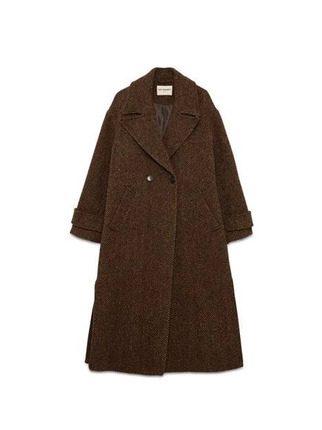 CAPPOTTO LUNGO DOPPIOPETTO SPIGATO DONNA MARRONE