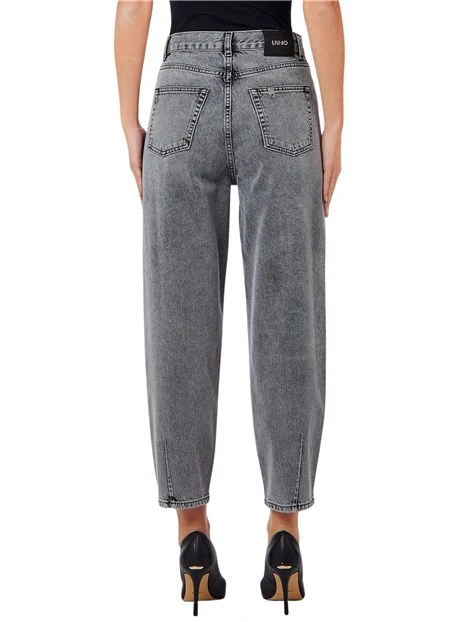 JEANS BOYFRIEND A VITA ALTA DONNA GRIGIO DENIM