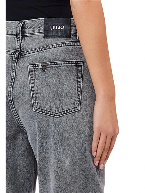 JEANS BOYFRIEND A VITA ALTA DONNA GRIGIO DENIM