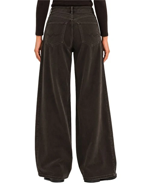 PANTALONI PALAZZO A COSTINE DONNA MARRONE SCURO